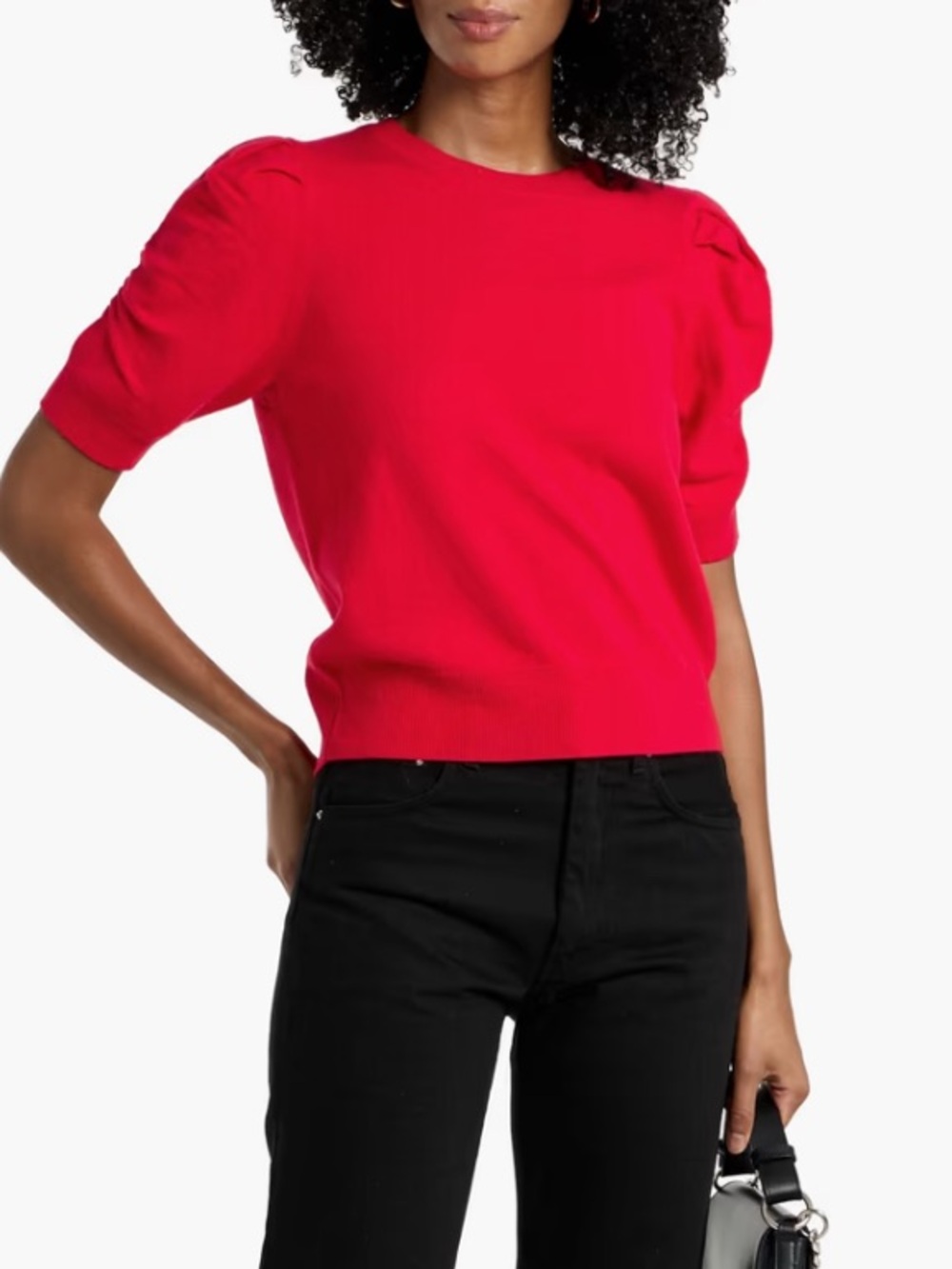 FRAME Frankie ruched Wool-Blend Top Cherry Red Size XS